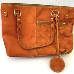 ZUCCHERO FILATO 編み込み レザー 本革 ハンドバッグ ブラウン♧