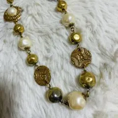 ネックレス　ゴールド　ストーン　ロングネックレス