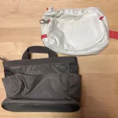 ベージュとブラウン　ナイロン製バッグインバッグ　2個セット