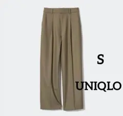 UNIQLO タックワイドパンツ S オリーブ