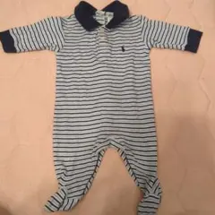 ラルフローレン 0-3M ストライプロンパース