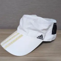 【美品】adidas ゴルフキャップ ストライプ ３本線 ホワイト