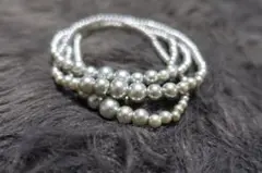 シルバーパール多層ネックレス