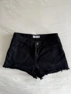 【ショートパンツ】ブラックデニムショートパンツ