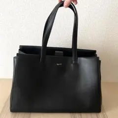 agnès b. レザートート　黒　ポーチ付き