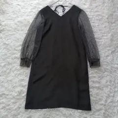 kaene ドットチュール 切替 ワンピース ブラック 38