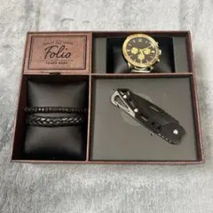 クロノグラフ時計とナイフとブレスレットのセット