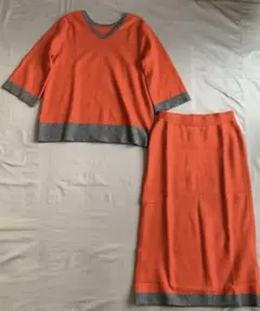 アンコキーヌ美品✨スカートセットアップ　ニットオレンジ