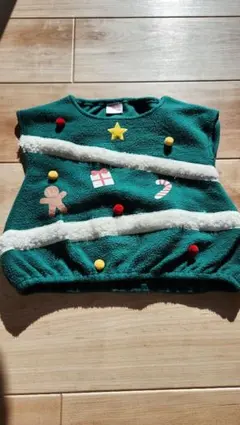 クリスマスモチーフ フリースベスト 70-80