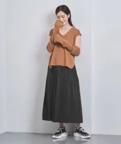 アローズ シャンブレー タフタ プリーツ スカート ロングスカート 黒 38