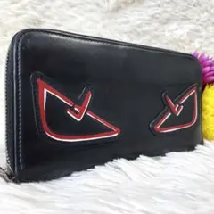 美品✨フェンディ　長財布　モンスター　バグズアイ　コンチネンタル　黒