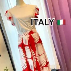 イタリア製ロングワンピース 夏のマキシドレス ベージュ系マキシ