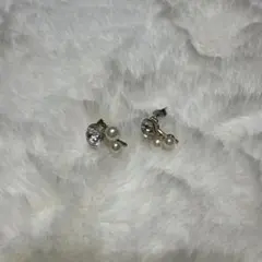 クリスタルパールスタッドイヤリング