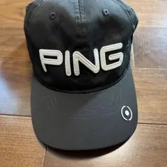 PING ピン ゴルフキャップ ロゴ 刺繍 ナイロン 黒 フリーサイズ