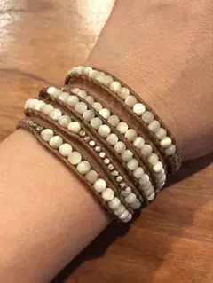 CHAN LUU チャンルー 5連ラップブレスレット シェル×シルバー 90cm