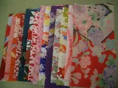 可愛い古典柄2-①アンティーク女児子供着物生地はぎれ14枚錦紗縮緬吊るし雛材料