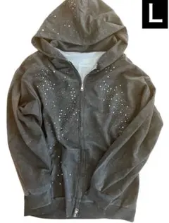 ライトストーン ダブルジップパーカー ラメジップフーディy2k