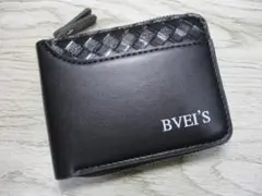 新品 財布 メンズ 二つ折り ラウンド PU素材 スタイリッシュデザイン BKのサムネイル