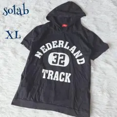 【solab】大きいサイズ ナンバリングロゴ 半袖パーカー XL アメカジ 大人のサムネイル