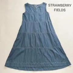 STRAWBERRY-FIELDS デニム ティアード ワンピース ノースリーブのサムネイル