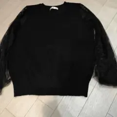 fifth ブラック ニット レーススリーブ