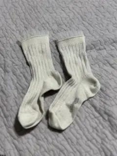 コレジアン 24/27(15~16.5cm)ホワイト ラメ入りリブ編みキッズ靴下