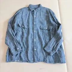 URBAN RESEARCH リネン混ブルー長袖シャツ メンズ L