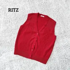 RITZ ノースリーブニットベスト 春夏 レッド 綺麗めカジュアル シンプル