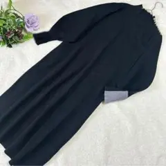 【palm RICHE】ハイネックニットワンピース　ブラック　シルバーボタン　M