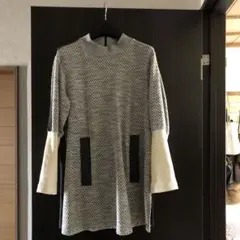 ヘリンボーンパターン長袖チュニック