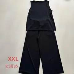 UNIQLO クレープジャージーストレートパンツ（丈短）とノースリーブX X L