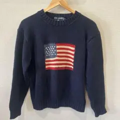 90年代ポロスポーツの星条旗柄、コットンニット　お値下げ❗️