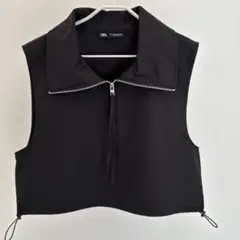 ZARA ドローコードベスト　サイズM ブラック