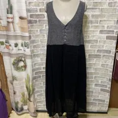 fu-ai ノースリーブロングワンピース グレーとブラック