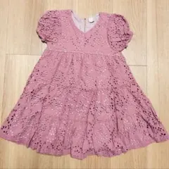 プティマイン パンチングレース 刺繍 ワンピース 110サイズ