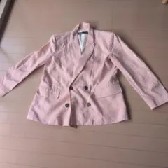 ZARA ダブルブレスト ジャケット ピンクゆったり Lサイズのサムネイル