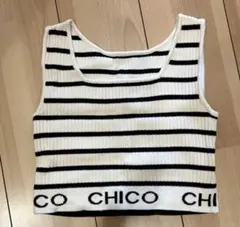 CHICO ストライプ ノースリーブ トップス