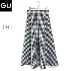 新品【ジーユー】⭐フレアロングスカート ギンガムチェック Mサイズ 白黒