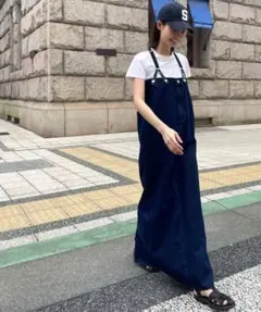 CANAL JEAN デニムサスペンダージャンパースカート