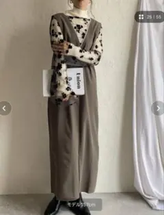 She's Closet深Vネックビジューパールジャンスカツイードロングワンピのサムネイル