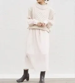 ケーブルハイネックベスト　ワンピースセット