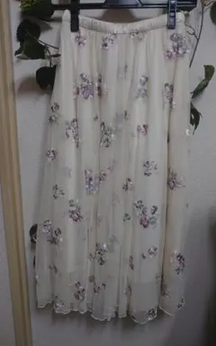 スカート/花柄/チュール/ホワイト/ベージュ/CocoDeal