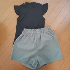 SHEIN フリル袖トップスとショートパンツセット 14Y