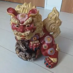 九谷焼 八幡窯 玉乗り獅子 狛犬 鶴 36cm - メルカリ