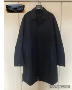 【超美品】EMPORIO ARMANI　ステンカラーコート　　ブラック　XL EMPORIO ARMANI（エンポリオアルマーニ）ステンカラーコート 黒 サイズ