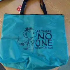 新品　スヌーピー エコバッグ グリーン　ファスナータイプ