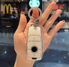 メルセデスベンツキーケースキーカバーキーホルダ A タイプ　白　Mercede