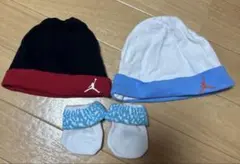 まとめ売り　帽子　靴下　セット 3点　黒×赤　青×白　ベビー