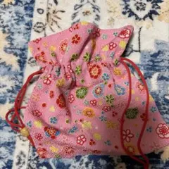 花柄 ピンク 和装用バッグ 巾着袋 浴衣 和服 着物 かごバッグ