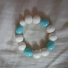 白とターコイズのビーズブレスレット　ユニセックス‼️‼️‼️